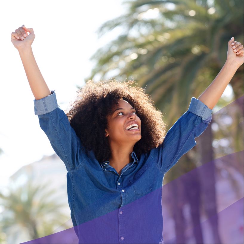 Woman celebrating her accomplishments
