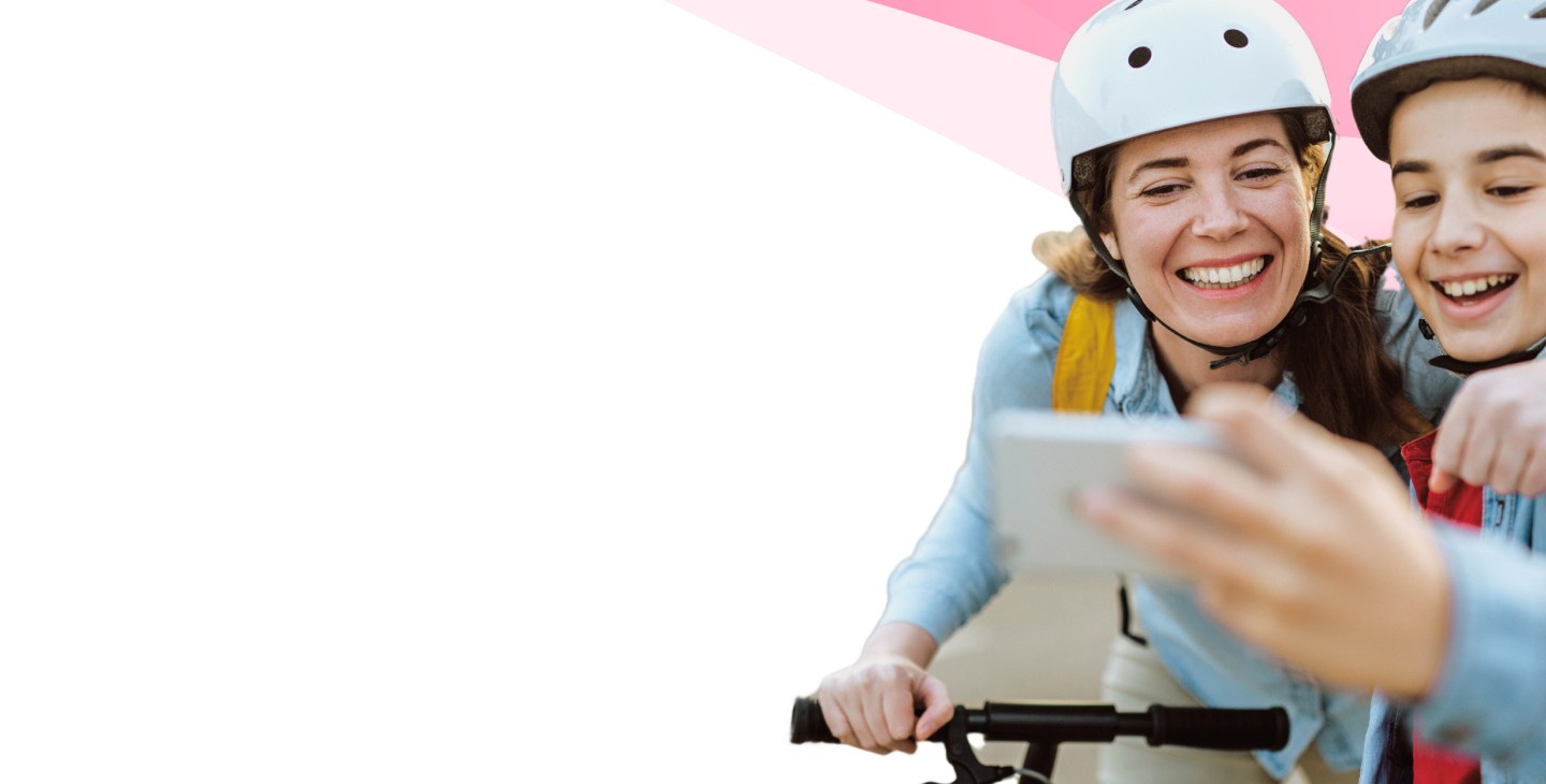 Mother and child going for a bike ride